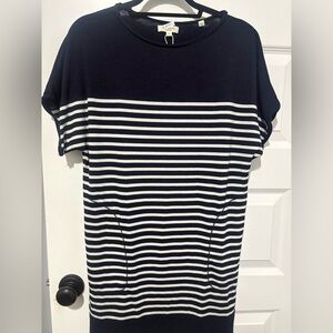 NWT Max Studio Navy Striped Tshirt Dress Size Small